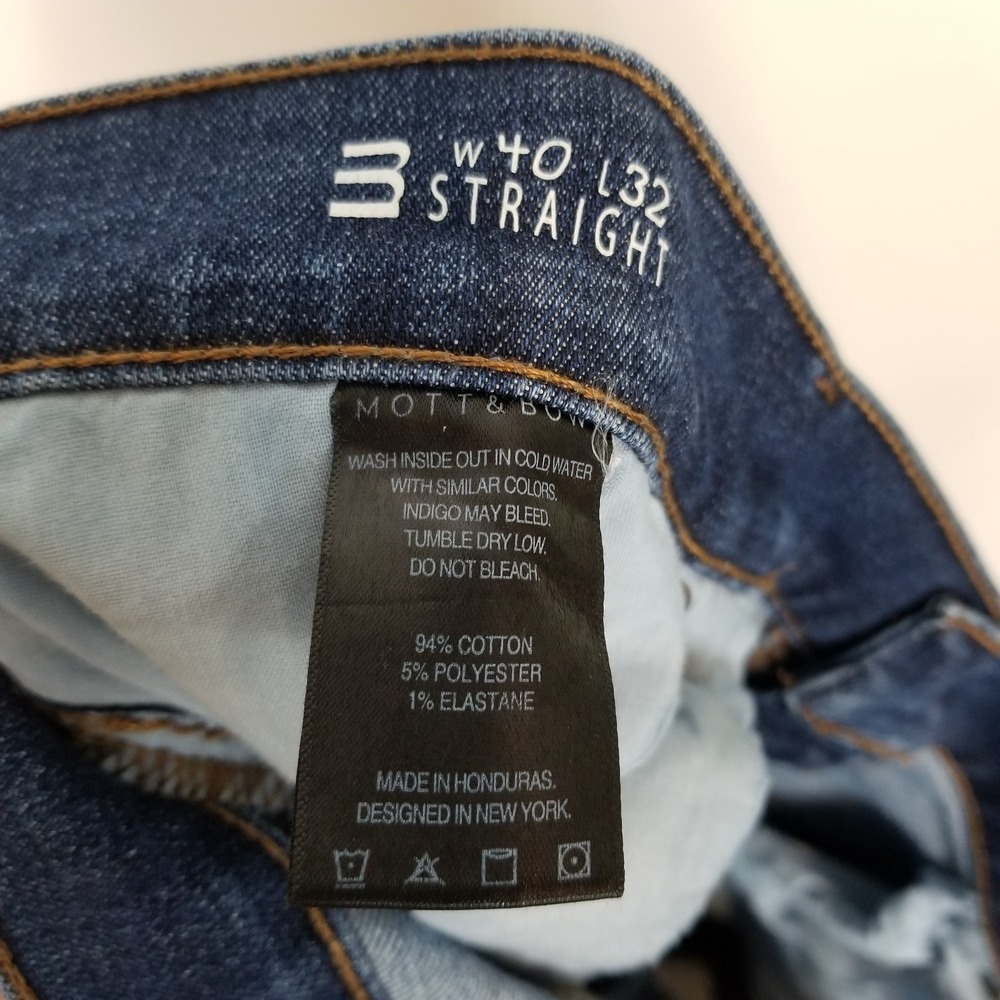Mott & Bow Men Straight Jeans Sz 40 x 32 Blue Denim Classic Stretchy City Work - Picture 7 of 8